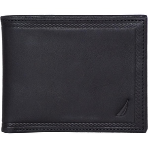 image:imageNautica Mens Bifold Leather Wallet  RFID Blocking  ID Window  Card Slots  Organization  Durable  StylishEmbossed Leather  Black