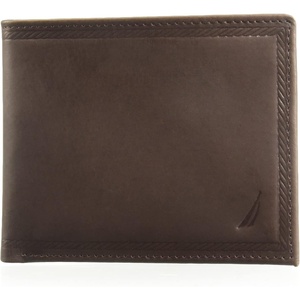 image:imageNautica Mens Bifold Leather Wallet  RFID Blocking  ID Window  Card Slots  Organization  Durable  StylishEmbossed Leather  Brown
