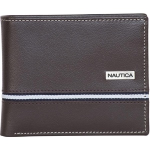 image:imageNautica Mens Bifold Leather Wallet  RFID Blocking  ID Window  Card Slots  Organization  Durable  StylishLogo Ribbon  Brown