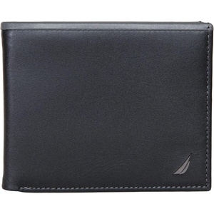 image:imageNautica Mens Bifold Leather Wallet  RFID Blocking  ID Window  Card Slots  Organization  Durable  StylishPop Color  BlackGrey