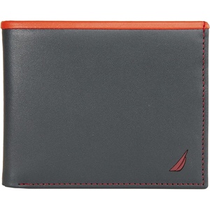 image:imageNautica Mens Bifold Leather Wallet  RFID Blocking  ID Window  Card Slots  Organization  Durable  StylishPop Color  NavyRed