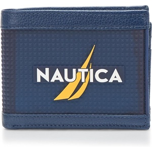 image:imageNautica Mens Bifold Leather Wallet  RFID Blocking  ID Window  Card Slots  Organization  Durable  StylishRubberLeather  Navy