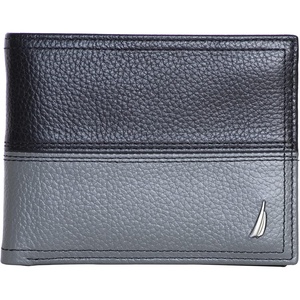 image:imageNautica Mens Bifold Leather Wallet  RFID Blocking  ID Window  Card Slots  Organization  Durable  StylishTwo Tone  BlackGrey
