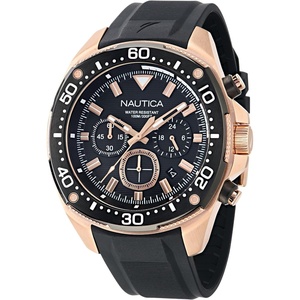 image:imageNautica Mens NCT Blue Sail Chronograph WatchBlackBlackRose Gold