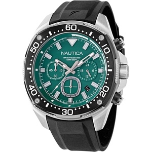 image:imageNautica Mens NCT Blue Sail Chronograph WatchBlackGreenSilver