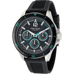 image:imageNautica Mens NCT Windrose 46mm WatchBlackBlack GreenSilver