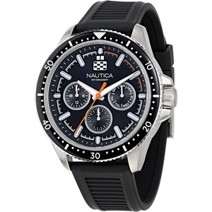 image:imageNautica Mens NCT Windrose 46mm WatchBlackBlackSilver