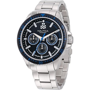 image:imageNautica Mens NCT Windrose 46mm WatchSilverBlackSilver