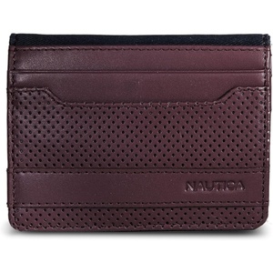 image:imageNautica Mens Slim Wallet  Card Case  RFID Blocking  ID Window  Minimalist  Lightweight  Genuine LeatherPerforated  Zinfandel