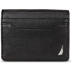 image:imageNautica Mens Slim Wallet  Card Case  RFID Blocking  ID Window  Minimalist  Lightweight  Genuine LeatherSaffiano  Black