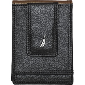 image:imageNautica Mens Slim Wallet  Card Case  RFID Blocking  ID Window  Minimalist  Lightweight  Genuine LeatherTwo Tone  BlackCognac