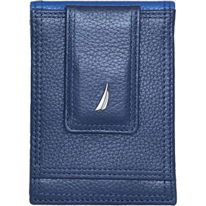 image:imageNautica Mens Slim Wallet  Card Case  RFID Blocking  ID Window  Minimalist  Lightweight  Genuine LeatherTwo Tone  Cobalt Blue