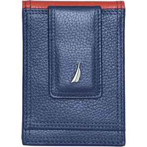 image:imageNautica Mens Slim Wallet  Card Case  RFID Blocking  ID Window  Minimalist  Lightweight  Genuine LeatherTwo Tone  NavyRed