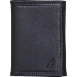 image:imageNautica Mens Trifold Wallet  RFID Blocking Protection  ID Window  Card Slots  Genuine Leather  DurableEmbossed Leather  Black