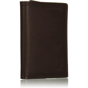 image:imageNautica Mens Trifold Wallet  RFID Blocking Protection  ID Window  Card Slots  Genuine Leather  DurableEmbossed Leather  Brown