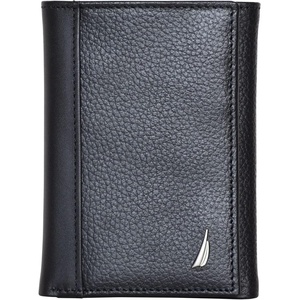 image:imageNautica Mens Trifold Wallet  RFID Blocking Protection  ID Window  Card Slots  Genuine Leather  DurableJClass  Black