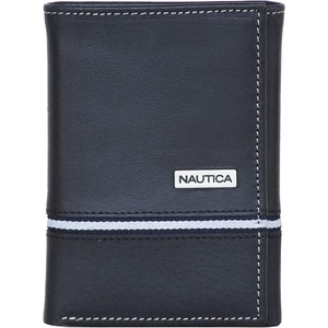 image:imageNautica Mens Trifold Wallet  RFID Blocking Protection  ID Window  Card Slots  Genuine Leather  DurableLogo Ribbon  Black
