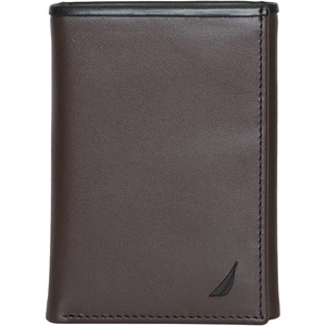 image:imageNautica Mens Trifold Wallet  RFID Blocking Protection  ID Window  Card Slots  Genuine Leather  DurablePop Color  BlackBrown