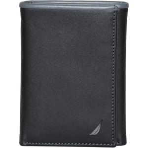 image:imageNautica Mens Trifold Wallet  RFID Blocking Protection  ID Window  Card Slots  Genuine Leather  DurablePop Color  BlackGrey