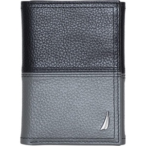 image:imageNautica Mens Trifold Wallet  RFID Blocking Protection  ID Window  Card Slots  Genuine Leather  DurableTwo Tone  BlackGrey