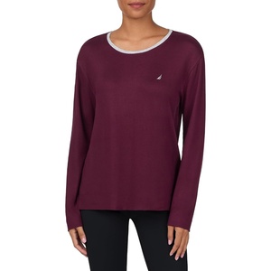 image:imageNautica Relaxed Sweater Knit Long Sleeve Crewneck Pajamas Shirts for WomenBurgundy