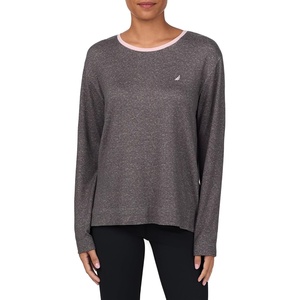 image:imageNautica Relaxed Sweater Knit Long Sleeve Crewneck Pajamas Shirts for WomenGrey Heather