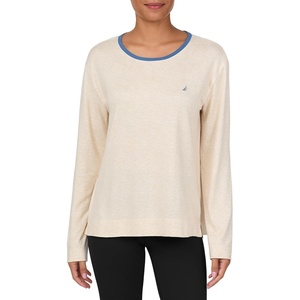 image:imageNautica Relaxed Sweater Knit Long Sleeve Crewneck Pajamas Shirts for WomenOatmeal Heather
