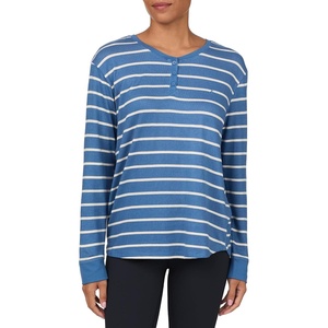 image:imageNautica Relaxed Sweater Knit Long Sleeve Henley Pajamas Shirts for WomenBlue Stripe