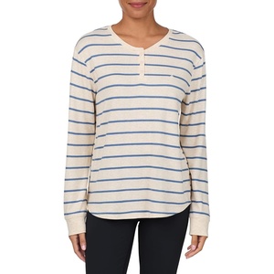 image:imageNautica Relaxed Sweater Knit Long Sleeve Henley Pajamas Shirts for WomenOatmeal Stripe