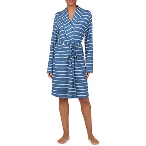 image:imageNautica Soft Sweater Knit Long Sleeve Robes Knee Length Bathrobes for WomenBlue Stripe