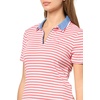 image:imageNautica Womens Stripped Collard Short Sleeve VNeck Johnny Collar Polo Knit DressCoralieBright White