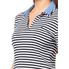 image:imageNautica Womens Stripped Collard Short Sleeve VNeck Johnny Collar Polo Knit DressNight SkyBright White