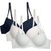 image:imageNautica Womens 3Pack Bras Cotton Blend Light Lift Everyday TShirt Bra SetZen GardenLt Heather GreyNavy Heather