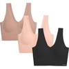 image:imageNautica Womens 3Pack Wireless Bra Laser Lounge NoShow Everyday Comfort BralettesBlackBarely TherePale Taupe