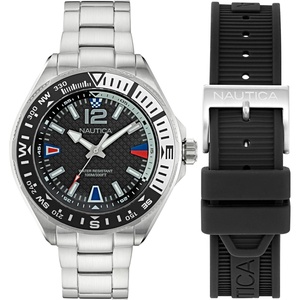 image:imageNautica Mens Clearwater Beach WatchBlack SiliconeBlackSilver