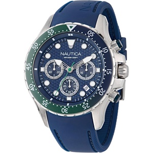 image:imageNautica Mens NST Chronograph 44mm WatchBlueBlueGreenSilver