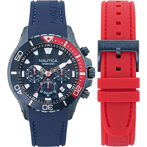 image:imageNautica Mens NST Chronograph 44mm WatchBlueRedBlueBlue