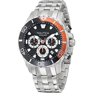 image:imageNautica Mens NST Chronograph 44mm WatchSilverBlackSilver