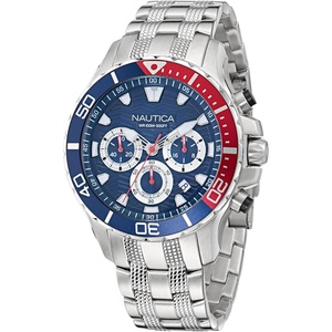 image:imageNautica Mens NST Chronograph 44mm WatchSilverBlueRedSilver