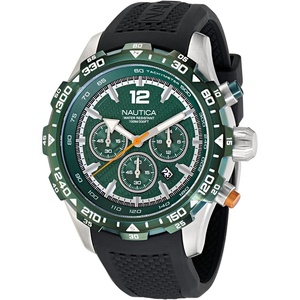 image:imageNautica Mens NST Chronograph 46mm WatchBlackGreenSilver