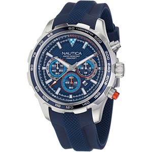 image:imageNautica Mens NST Chronograph 46mm WatchBlue SiliconeBlueSilver