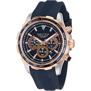 image:imageNautica Mens NST Chronograph 46mm WatchNavy BlueBlueRose Gold