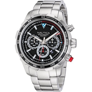 image:imageNautica Mens NST Chronograph 46mm WatchSilverBlackSilver