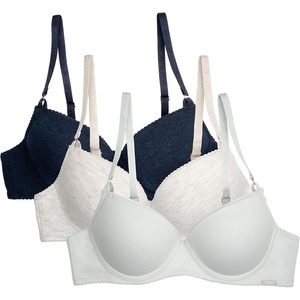 image:imageNautica Womens 3Pack Bras Cotton Blend Light Lift Everyday TShirt Bra SetZen GardenLt Heather GreyNavy Heather