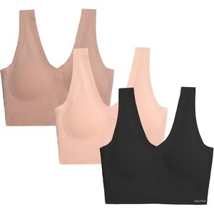 image:imageNautica Womens 3Pack Wireless Bra Laser Lounge NoShow Everyday Comfort BralettesBlackBarely TherePale Taupe