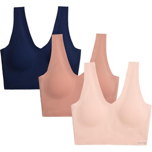 image:imageNautica Womens 3Pack Wireless Bra Laser Lounge NoShow Everyday Comfort BralettesSepia RoseCafe LatteNocturnal Navy