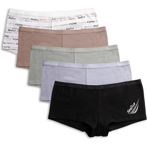 image:imageNautica Womens Cotton Boyshort Underwear Set 5PackBlackBlue GraniteMd Heather GreySphinxNt Logo