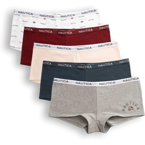 image:imageNautica Womens Cotton Boyshort Underwear Set 5PackMd Heather GreyBrixton BlueBlushedTerra StoneBlushed Flag