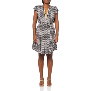 image:imageNautica Womens Mini Length Short Sleeve Foulard Print Popover DressNight Sky Multi