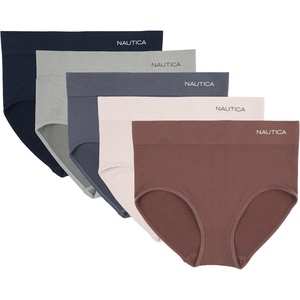 image:imageNautica Womens Seamless Ribbed Knit Brief Underwear Set 5PackDeep MahoganySilver LakeNightshadow BlueMd Heather GreyEclipse Navy